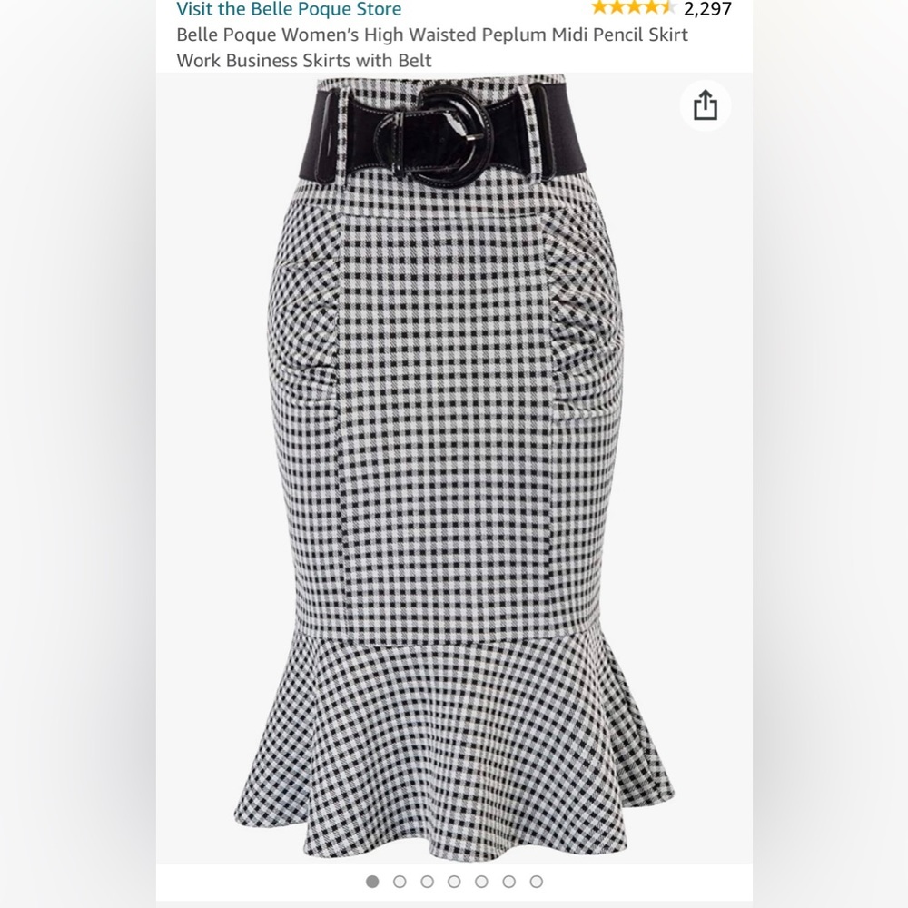 Belle Poque High-waisted Peplum Midi Pencil Skirt w/ Belt - Large NWT